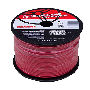 Провод ПГВА 0.75 К бухта (м) Rexant 01-6504 одножильный