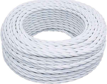 Провод ретро 2x1.5 матов. бел. (уп.150м) Bironi B1-424-71-150