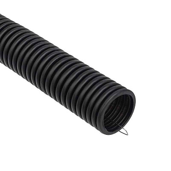 Труба гофрированная ПНД d25мм с протяжкой черн. (уп.50м) Rexant 28-0025-3 