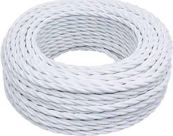 Провод ретро 2x1.5 матов. бел. (уп.150м) Bironi B1-424-71-150