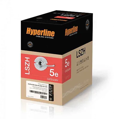 витая пара F/UTP кат.5E 4x2x24AWG solid LSZH FUTP4-C5E-S24-IN-LSZH-GY-305 сер. (уп.305м) Hyperline 45788
