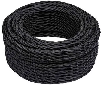 Провод ретро 2x1.5 матов. черн. (уп.20м) Bironi B1-424-73-20