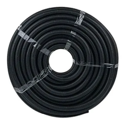 Труба гофрированная d25мм с протяжкой безгалоген. трудногорючая (FRHF) черн. (уп.75м) Plast EKF FRHF-25 