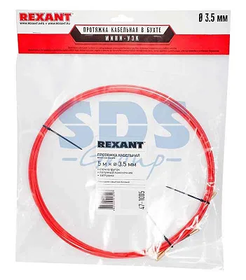 Протяжка кабельная (мини УЗК в бухте) 5м стеклопруток d3.5мм красн. Rexant 47-1005 