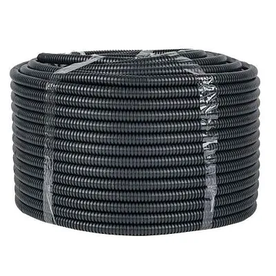 Труба гофрированная d16мм с протяжкой безгалоген. трудногорючая (FRHF) черн. (уп.100м) Plast EKF FRHF-16 