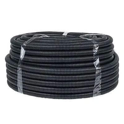 Труба гофрированная d25мм с протяжкой безгалоген. трудногорючая (FRHF) черн. (уп.75м) Plast EKF FRHF-25 