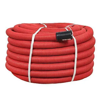 Труба гофрированная двустенная ПНД гибкая d50мм с протяжкой SN13 красн. (уп.50м) PROxima EKF tg2st-50-50m 